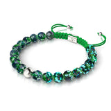 Blue Shamrock | Silver | Firefly Glass Macrame Bracelet